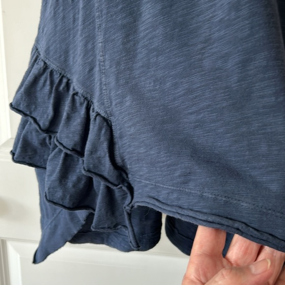 Wilt Blue Racerback Hi Lo Dress w Ruffled & Raw Hems Navy Cotton w MEASUREMENTS - Picture 7 of 11